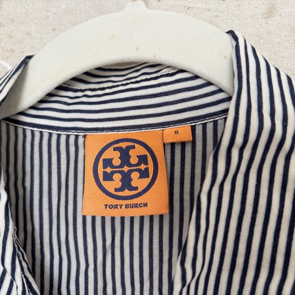 Tory Burch Striped Cotton Button Up Top - Picture 2 of 5